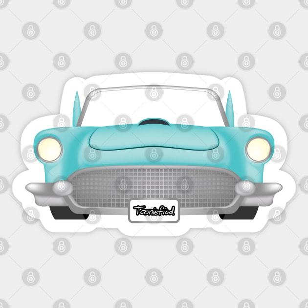 Teal Muscle Car Sticker by Tooniefied